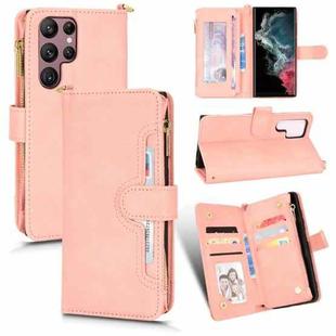 For Samsung Galaxy S22 Ultra 5G Litchi Texture Zipper Leather Phone Case(Pink)