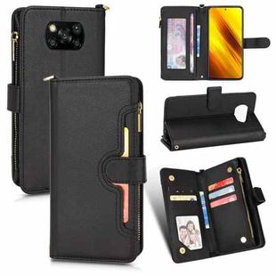 For Xiaomi  Poco X3 NFC / Poco X3 Pro Litchi Texture Zipper Leather Phone Case(Black)