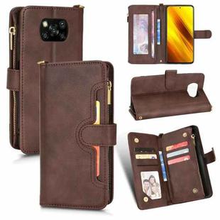 For Xiaomi  Poco X3 NFC / Poco X3 Pro Litchi Texture Zipper Leather Phone Case(Brown)