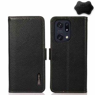 For OPPO Find X5 Pro KHAZNEH Side-Magnetic Litchi Genuine Leather RFID Phone Case(Black)