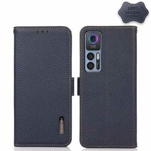 For TCL 30 5G / 30 Plus 5G KHAZNEH Side-Magnetic Litchi Genuine Leather RFID Phone Case(Blue)