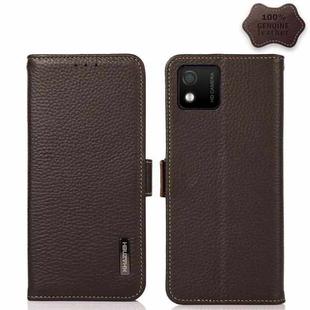 For Wiko Y52 KHAZNEH Side-Magnetic Litchi Genuine Leather RFID Phone Case(Brown)