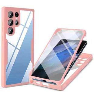 For Samsung Galaxy S22 Ultra 5G Acrylic + TPU 360 Degrees Full Coverage Shockproof Phone Case(Pink)