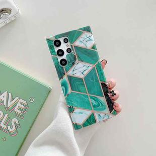 For Samsung Galaxy S22+ 5G Electroplated Splicing Marble TPU Phone Case(Dark Green)