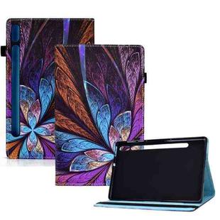 For Samsung Galaxy Tab S8 / S7 Colored Drawing Elastic Band Smart Leather Tablet Case(Colorful Flower)