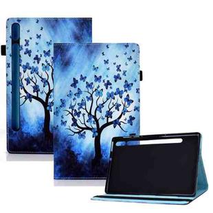 For Samsung Galaxy Tab S8 / S7 Colored Drawing Elastic Band Smart Leather Tablet Case(Butterfly Tree)