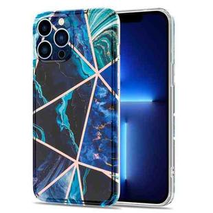 Electroplated Splicing Marble Stripe Straight Edge Case For iPhone 13 Pro(Blue)