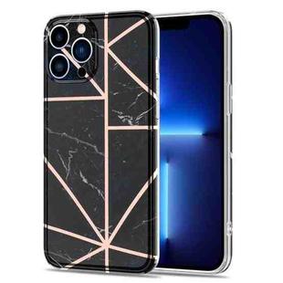 Electroplated Splicing Marble Stripe Straight Edge Case For iPhone 13 Pro(Black)