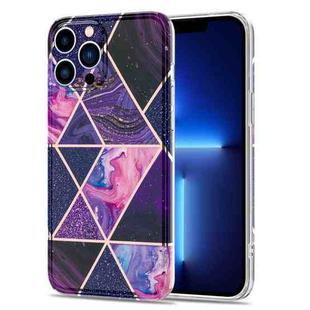 Electroplated Splicing Marble Stripe Straight Edge Case For iPhone 13 Pro Max(Dark Purple)