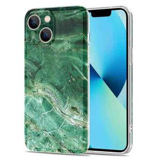 Glossy Marble Stripe Straight Edge Case For iPhone 13(Emerald Green)
