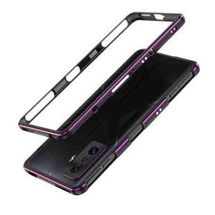 For Xiaomi Redmi K50 Gaming Aurora Lens Protector + Metal Frame Phone Case(Black Purple)