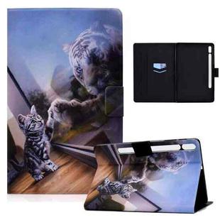 For Samsung Galaxy Tab S8 / S7 Electric Pressed Smart Leather Tablet Case(Cat and Tiger)