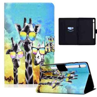 For Samsung Galaxy Tab S8 / S7 Electric Pressed Smart Leather Tablet Case(Spectacled Deer)