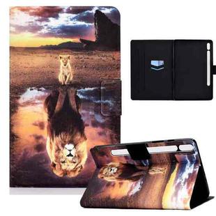 For Samsung Galaxy Tab S8 / S7 Electric Pressed Smart Leather Tablet Case(Leopard And Lion)