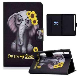 For Samsung Galaxy Tab S8 / S7 Electric Pressed Smart Leather Tablet Case(Chrysanthemum Elephant)