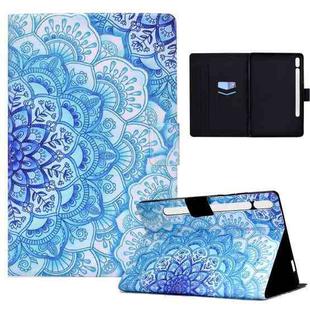 For Samsung Galaxy Tab S8 / S7 Electric Pressed Smart Leather Tablet Case(Green Flower)