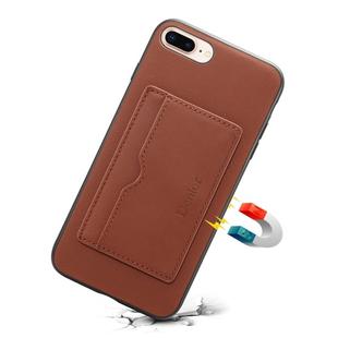 For iPhone 7 Plus / 8 Plus Denior V3 Luxury Car Cowhide Leather Protective Case with Holder & Card Slot(Brown)
