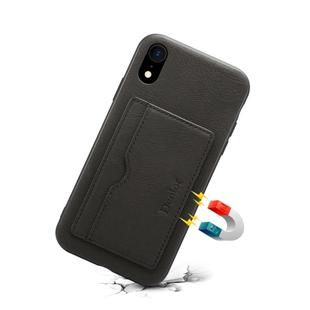 For iPhone XR Denior V3 Luxury Car Cowhide Leather Protective Case with Holder & Card Slot(Black)