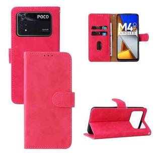For Xiaomi Poco M4 Pro 4G Skin Feel Magnetic Flip Leather Phone Case(Rose Red)
