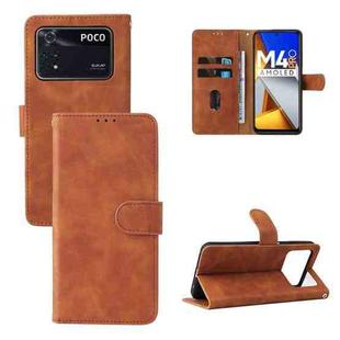 For Xiaomi Poco M4 Pro 4G Skin Feel Magnetic Flip Leather Phone Case(Brown)