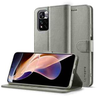 For Xiaomi Redmi Note 11 Pro+ 5G International Version LC.IMEEKE Calf Texture Leather Phone Case(Grey)