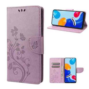 For Xiaomi Redmi Note 11 4G / Note 11S Embossed Butterfly Pattern Flip Leather Phone Case(Light Purple)