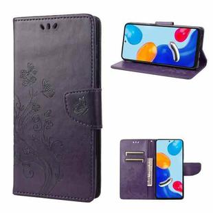For Xiaomi Redmi Note 11 4G / Note 11S Embossed Butterfly Pattern Flip Leather Phone Case(Dark Purple)