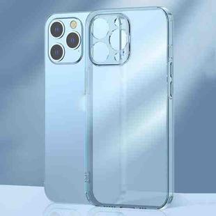 For iPhone 12 Pro Max Frosted TPU + Glass Phone Case(Transparent Blue)