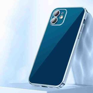 For iPhone 12 Full Coverage Lens Crystal Plating Airbag Shockproof TPU Phone Case(Sierra Blue)