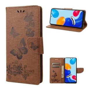 For Xiaomi Redmi Note 11 4G / Note 11S Butterfly Embossed Horizontal Flip Leather Phone Case(Brown)