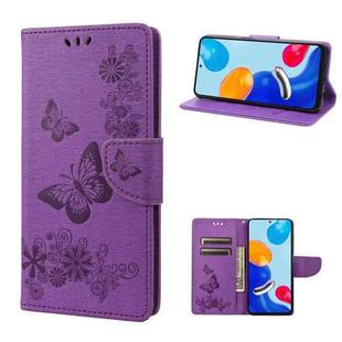 For Xiaomi Redmi Note 11 4G / Note 11S Butterfly Embossed Horizontal Flip Leather Phone Case(Purple)
