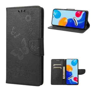 For Xiaomi Redmi Note 11 4G / Note 11S Butterfly Embossed Horizontal Flip Leather Phone Case(Black)