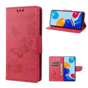 For Xiaomi Redmi Note 11 4G / Note 11S Butterfly Embossed Horizontal Flip Leather Phone Case(Red)