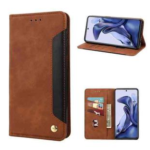 For Xiaomi Poco X4 Pro 5G Skin Feel Magnetic Splicing Leather Phone Case(Brown)