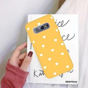 For Galaxy S10e Multi Love Heart Pattern Frosted TPU Protective Case(Yellow)