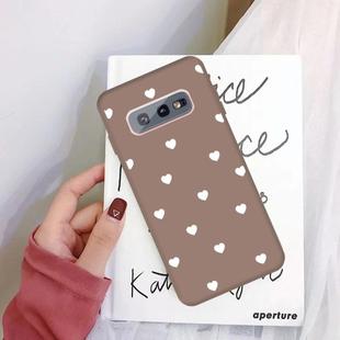 For Galaxy S10e Multi Love Heart Pattern Frosted TPU Protective Case(Khaki)