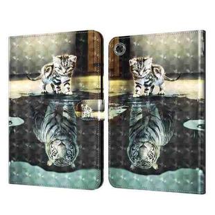 For Lenovo Tab M8 TB-805F 3D Painted Pattern Leather Tablet Case(Cat and Tiger)