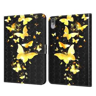 For Lenovo Tab P11 Pro 3D Painted Pattern Leather Tablet Case(Golden Butterfly)