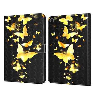 For Samsung Galaxy Tab S6 Lite 3D Painted Pattern Leather Tablet Case(Golden Butterfly)