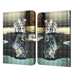 For Samsung Galaxy Tab A8 10.5 3D Painted Pattern Leather Tablet Case(Cat and Tiger)