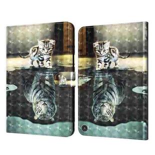 For Amazon Kindle Fire HD 8 2020 3D Painted Pattern Leather Tablet Case(Cat and Tiger)