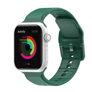 Silicone Stitching Watch Band For Apple Watch Ultra 49mm / Series 8&7 45mm / SE 2&6&SE&5&4 44mm / 3&2&1 42mm(Dark Green)