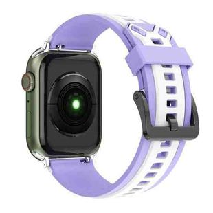 Two-Color Silicone Watch Band For Apple Watch Series 8&7 41mm / SE 2&6&SE&5&4 40mm / 3&2&1 38mm(Purple White)