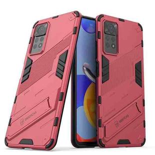 For Xiaomi Redmi Note 11 Pro 5G Gobal Punk Armor 2 in 1 PC + TPU Shockproof Phone Case with Invisible Holder(Light Red)