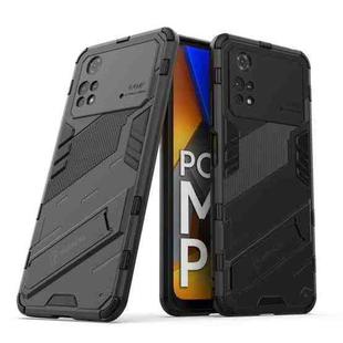 For Xiaomi Poco M4 Pro 4G Punk Armor 2 in 1 PC + TPU Shockproof Phone Case with Invisible Holder(Black)