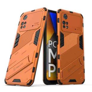 For Xiaomi Poco M4 Pro 4G Punk Armor 2 in 1 PC + TPU Shockproof Phone Case with Invisible Holder(Orange)