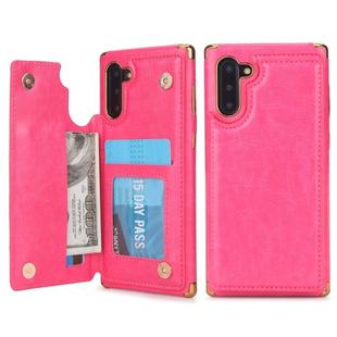 For Galaxy Note 10 POLA TPU + PC Plating Full Coverage Protective Case with Holder & Card Slots & Photo Frame(Red)