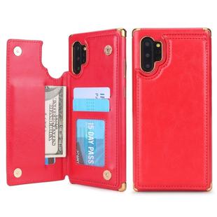 For Galaxy Note 10+ POLA TPU + PC Plating Full Coverage Protective Case with Holder & Card Slots & Photo Frame(Red)