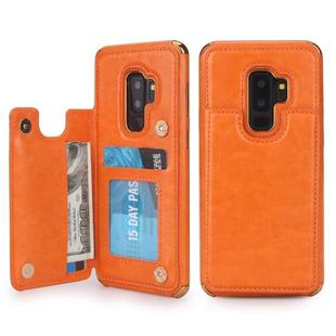 For Galaxy S9+ POLA TPU + PC Plating Full Coverage Protective Case with Holder & Card Slots & Photo Frame(Orange)