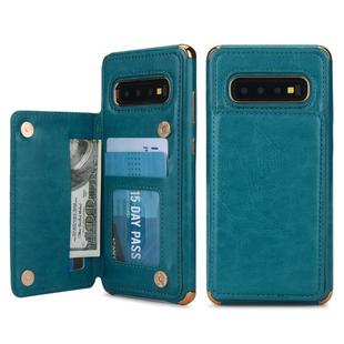 For Galaxy S10 POLA TPU + PC Plating Full Coverage Protective Case with Holder & Card Slots & Photo Frame(Green)